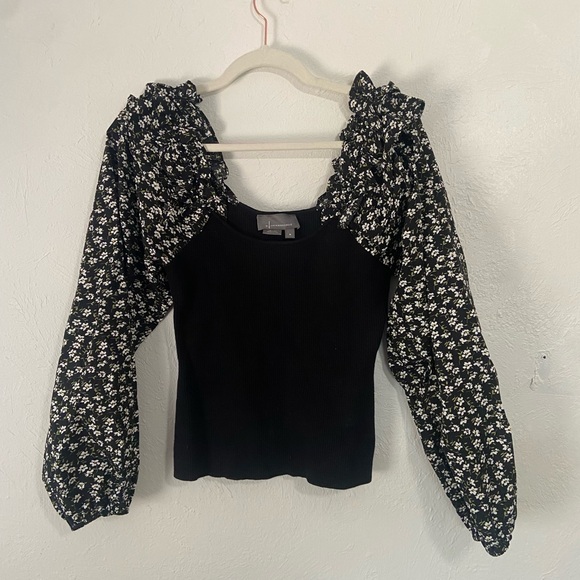 By Anthropologie Woven Ruffle-Sleeve Sweater - Picture 4 of 8